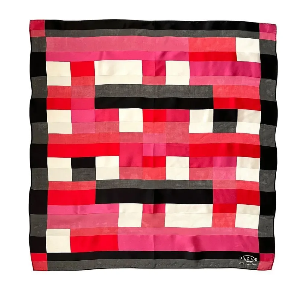 Oscar by Oscar de la Renta Silk Scarf Set: Two Vintage Square Neckerchiefs